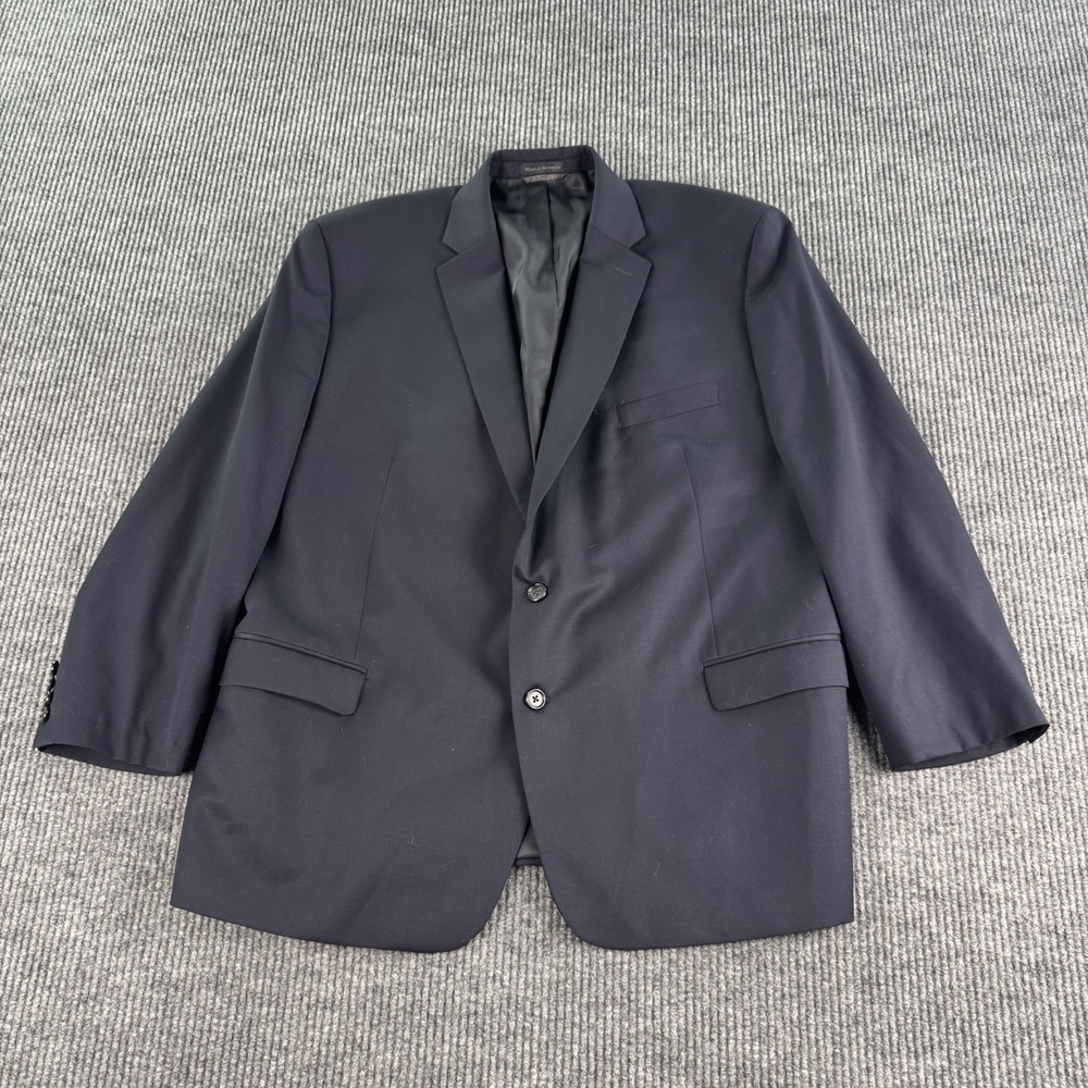 Lauren Ralph Lauren Sport Coat Men 50R Navy Blue Wool Blazer Natural Stretch